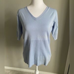 Pendleton Sky Blue V-Neck Silk Cotton Top